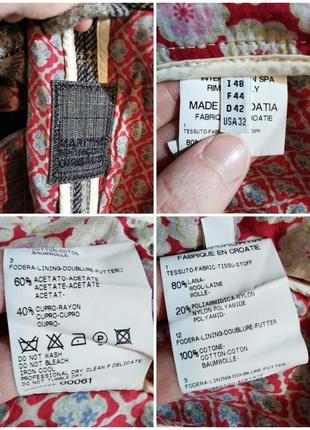 Вовняний жакет куртка піджак у клітинку шерсть marithe francois girbaud з бахромою10 фото