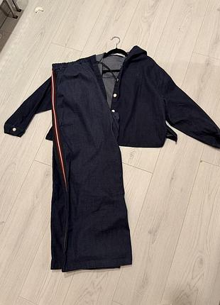 Жіночий брючний костюм zara джинсовий синій