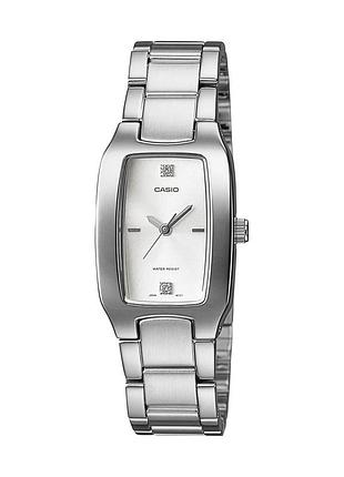 Casio ltp-1165a-7c2df — жіночий кварцовий годинник, білий циферблат, сталевий браслет, wr 30 м