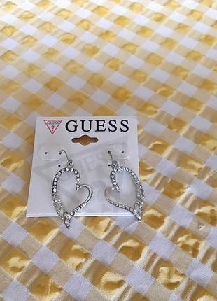 Сережки жіночі guess сріблясті зі стразами