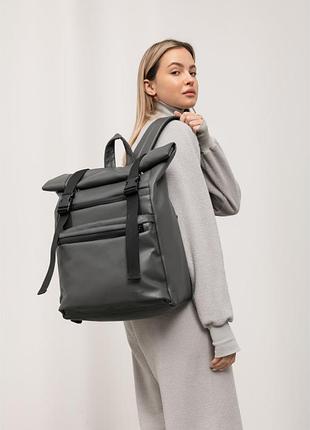 Рюкзак женский sambag rolltop городской экокожа графитовый