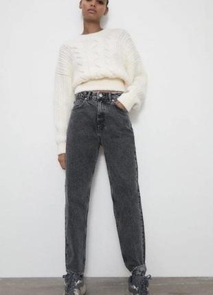 Жіночі джинси zara mom fit сірі