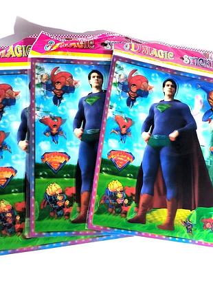 Стікери наклейки дитячі стерео superman супермен 3шт комплект (st_016)