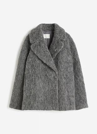 Пальто жіноче h&m сіре коротке вовняне