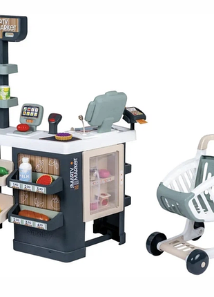 Детская кухня smoby tefal и большой супермаркет с тележкой smoby