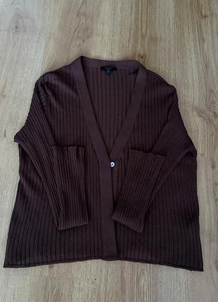 Кардиган жіночий коричневий в рубчик massimo dutti