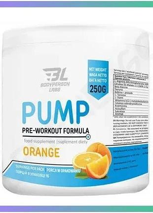 Передтренувальний комплекс bodyperson labs pump 250 г апельсин для енергії і витривалості спорт харчув sku_fitsh_cn10735-1