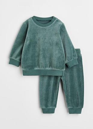 Велюровий комплект костюм h&m hm для дівчинки: кофта світшот та штани джогери