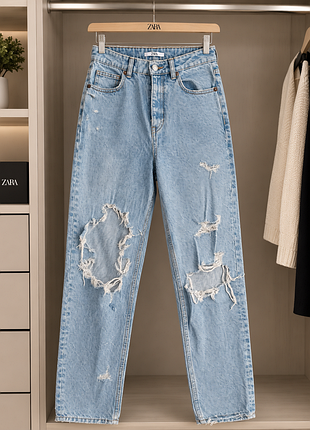 Джинси жіночі zara блакитні, рвані, розмір 26