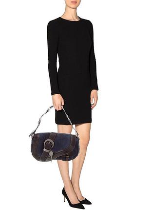 Сумка christian dior gaucho, кожа и замша, коричнево-синяя)оригинал)
