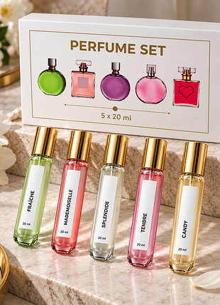 Набір жіночих парфумів chanel 5×20 мл candy tendre splendide mademoiselle fraîche