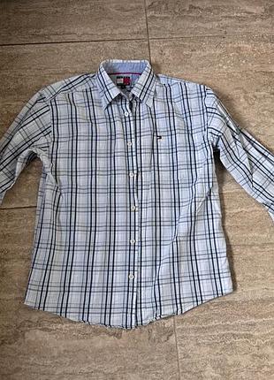 Сорочка для підлітків tommy hilfiger в клітинку біло-синя 146 см