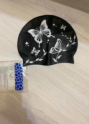 Силіконова шапочка для плавання з принтом «метелики»