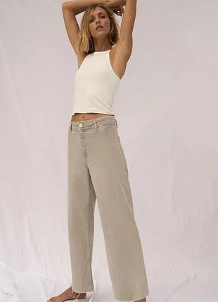 Джинси жіночі zara marine straight wide leg бежеві, розмір 34