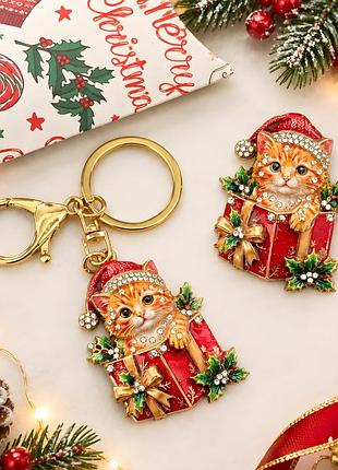 ✨ подарунковий набір у святковій коробочці! новорічний рудий котик у подарунковій коробці 🎁🎄