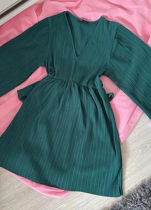 Зелена сукна zara 💚⚜️з бантиком 4