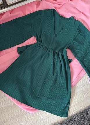Зелена сукна zara 💚⚜️з бантиком