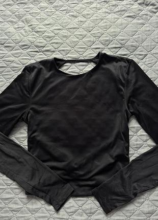Жіночий лонгслів з відкритою спинкою, чорний