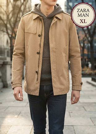 Мужская куртка / ветровка zara man в стиле милитари / сафари размер xl