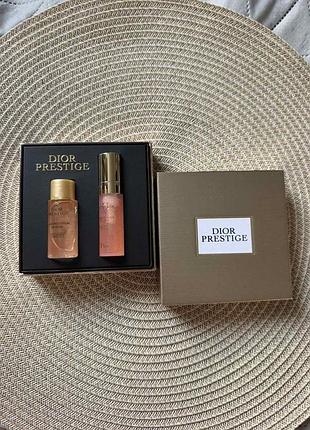 Набор лосьон и сыворотка dior prestige miniature skincare gift set micro-lotion de rose advanced formula 10 la micro-huile de rose activated seru