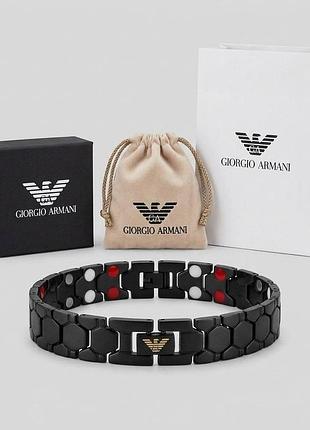Чоловічий браслет armani, браслет армані на подарунок хлопцю, чоловічий брендовий браслет на руку