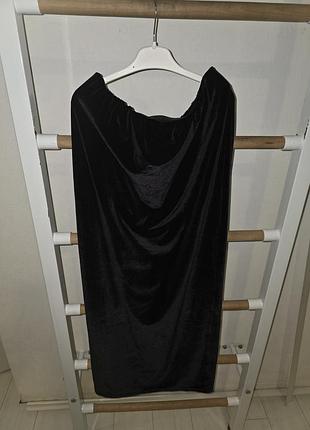 Довга спідниця жіноча чорна оксамитова uk 12 (m/l)