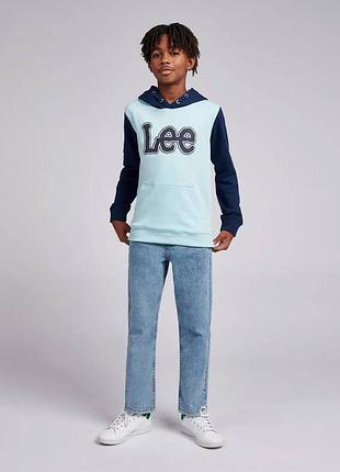 Худи подростковое для мальчика двунитка lee 01222 164-170 см (14-15 лет) темно синий с голубым