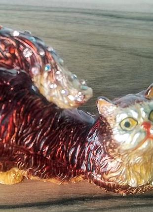 Кот фаберже латунь позолота, камни