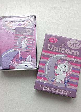 Піжама для дівчинки unicorn тепла рожева у подарунковій коробці