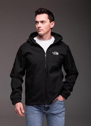 Чоловіча вітрівка чорна the north face на флісі