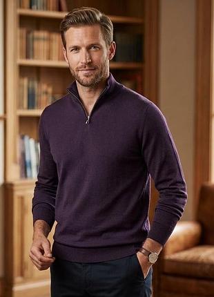 Чоловічий джемпер john lewis з 100% мериносової вовни на блискавці р. xxl