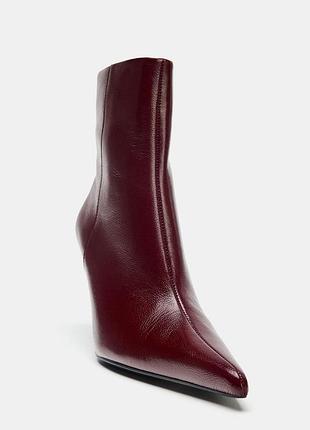 Кожаные ботинки на высоком каблуке zara 4