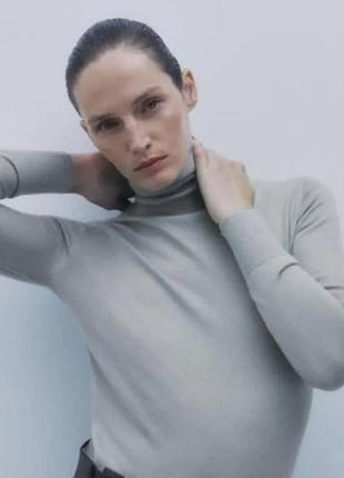 Сіра светр водолазка з сумішевої вовни zara