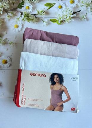 Женская майка на тонких бретелях (набор 3 шт) esmara, размеры l (44/46 eur)
