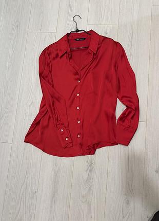 Жіноча сорочка zara сатинова червона