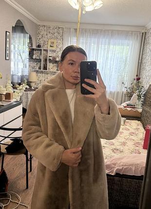 Жіноча шуба mango зі штучного хутра, бежева