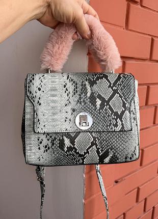 Сумка stradivarius-яскрава, жіноча, з еко шкіри із зміїним принтом, через плече