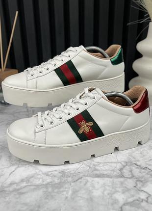 Gucci ace web platform женские кроссовки кожа оригинал 38.5 eur