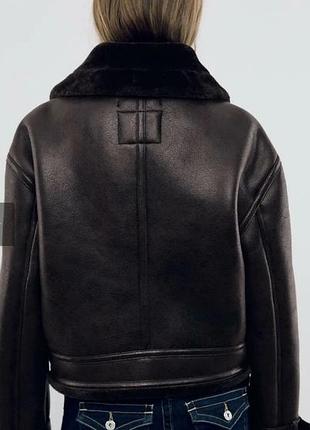 Стильна куртка-дубленка авіатор stradivarius, розмір м (оригінал) 3