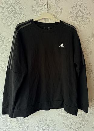 Світшот чоловічий adidas чорний з сірими смугами утеплений