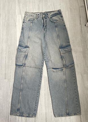 Джинси жіночі zara карго блакитні
