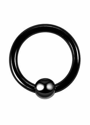 Кільце для пірсингу з кулькою 8х2х4мм чорна емаль сталь 316l mr.piercing