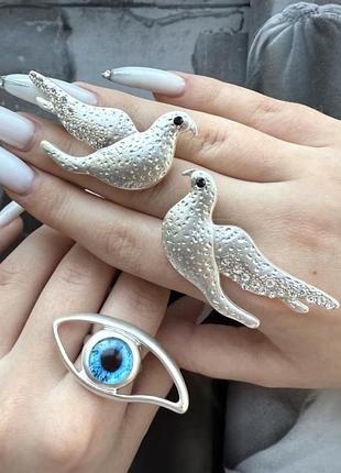 Сережки пташки та каблучка око fashion комплект сюрреалізм тренд 2026