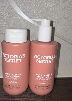 Набір крем для тіла та гель victoria's secret vanilla bean macadamia hydrating body lotion 296мл