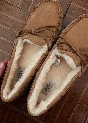 Мокасини чоловічі ugg коричневі замшеві з хутром