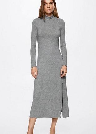 Сукня міді плаття з довгим рукавом сукня гольф миди платье с разрезом и длинным рукавом с воротничком стойкой