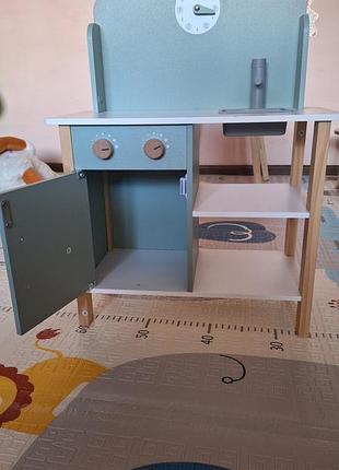 Ігровий набір дитяча кухня для дівчинки, дерев'яна, м'ятна