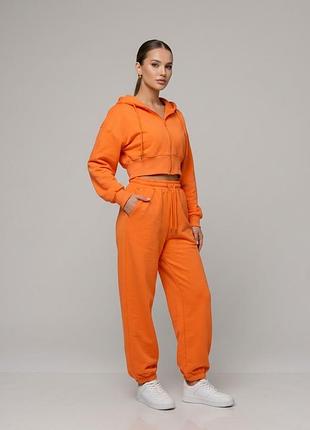 Спортивний костюм жіночий помаранчевий котоновий m, l, xl
