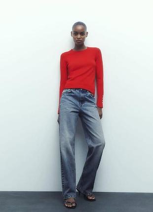 Красный свитер лонгслив zara 3
