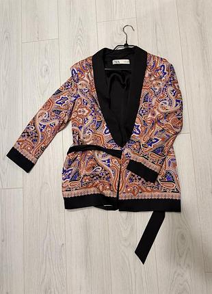 Жакет жіночий zara з паском, різнокольоровий